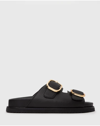 Betts - Wider Fit Hush Leather Buckle Slides