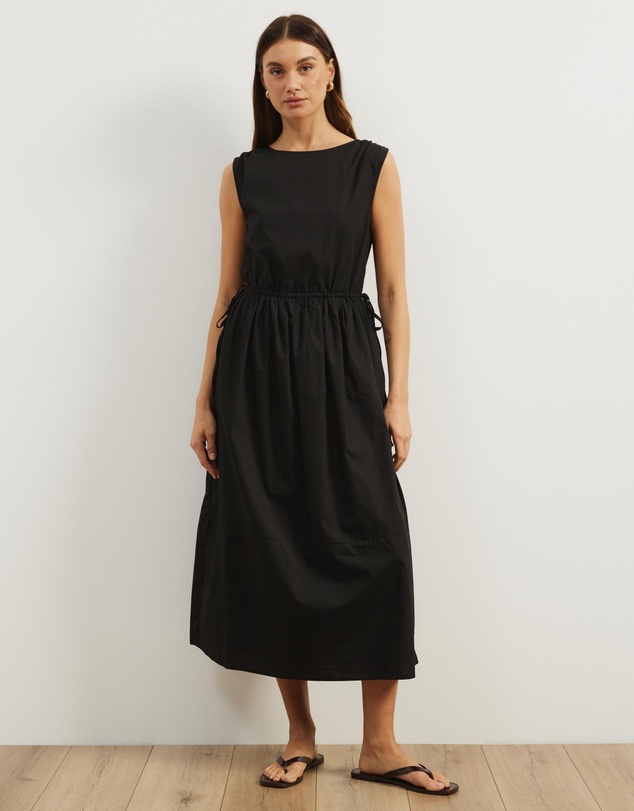 Atmos&Here - Cora Drawstring Poplin Midi Dress
