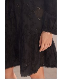NEXT - 3D Cornelli Embelished Long Sleeve Tiered 100% Cotton Mini Dress