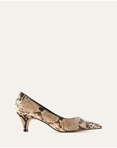 BEIGE SNAKE PRINT LEATHER