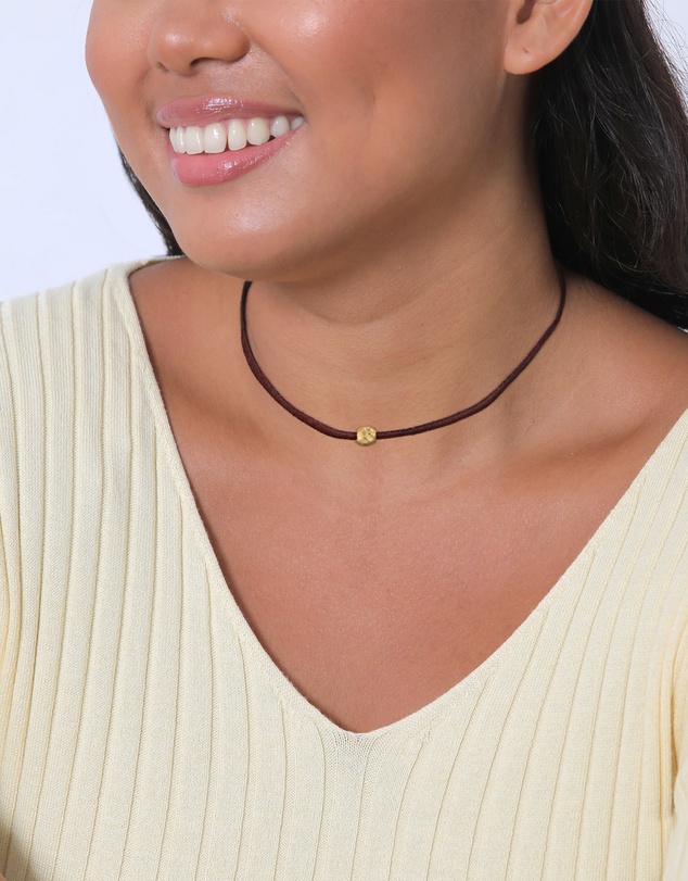Elli Jewelry - Suede Choker Necklace in Gold-Plated 925 Silver