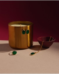 Najo - Fleur Yellow Gold Green Onyx Earrings