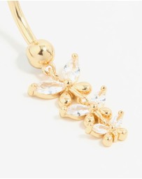 Lovisa - Gold Plated Titanium Cubic Zirconia Butterfly Trio Belly Bar