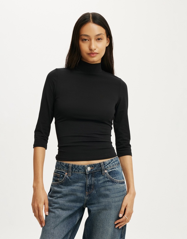 Cotton On - 90S Mock Neck 3/4 Sleeve