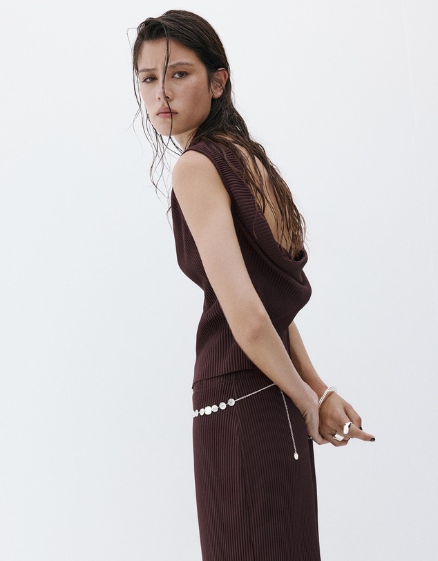 M.N.G - Textured Top with Bead Detail on the Back