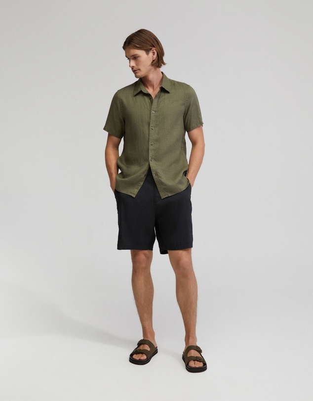 Oxford - Rocco Zip Front Linen Blend Shorts