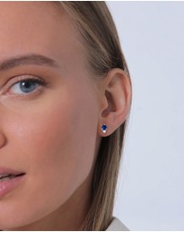 Elli Jewelry - Earrings Stud with Blue Synthetic Sapphire 925 Sterling Silver