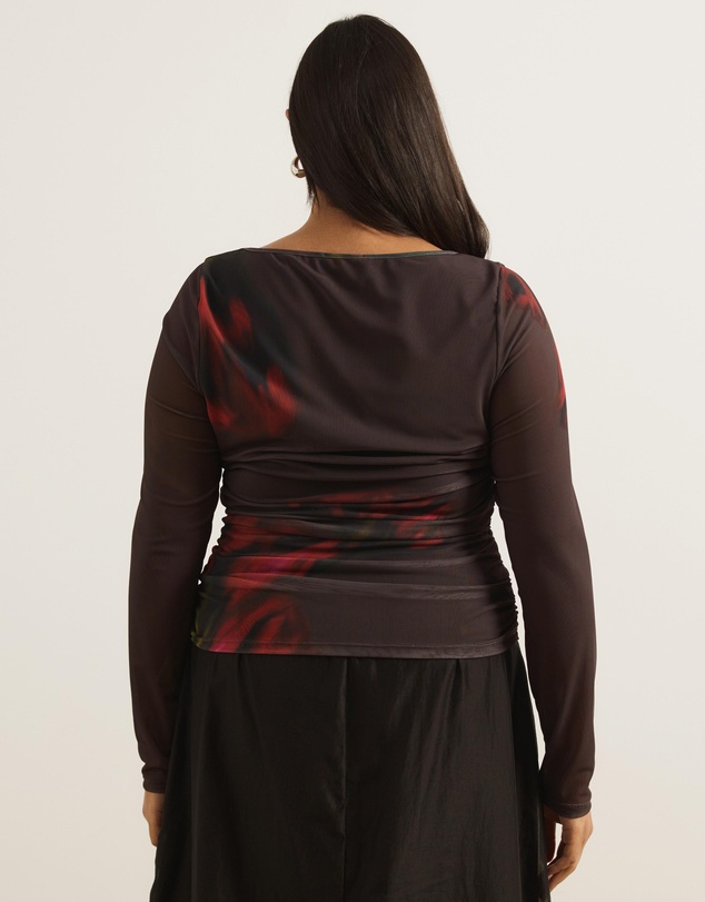 Atmos&Here Curvy - Audrey Long Sleeve Mesh Top