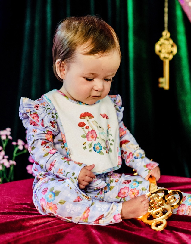 Fleur Harris - 'Bunny Forest' Dandy Duo Bibs in Cornflower
