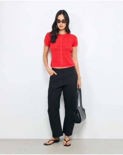 AERE - Lila Organic Cotton Pointelle Knit Top