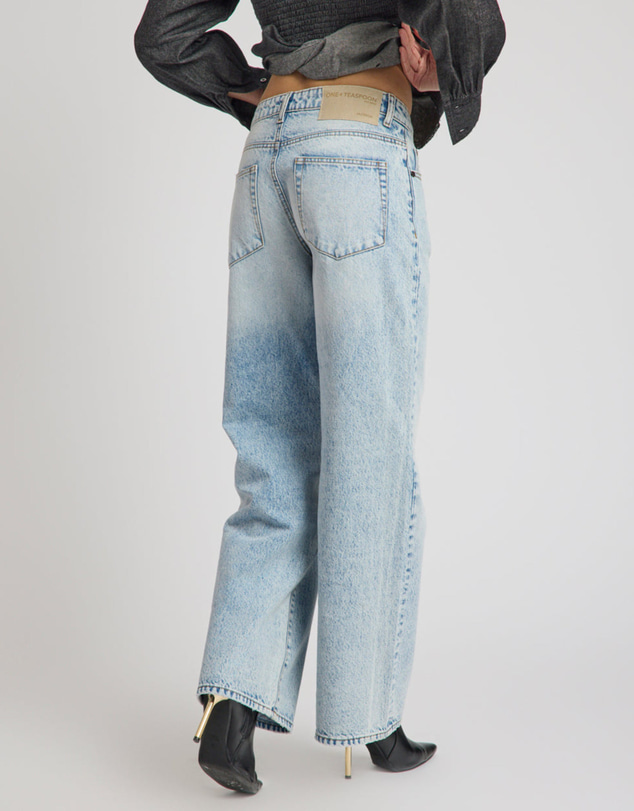 ONE TEASPOON - Jackson Mid Waist Wide Leg Denim Jeans - Whisper Blue