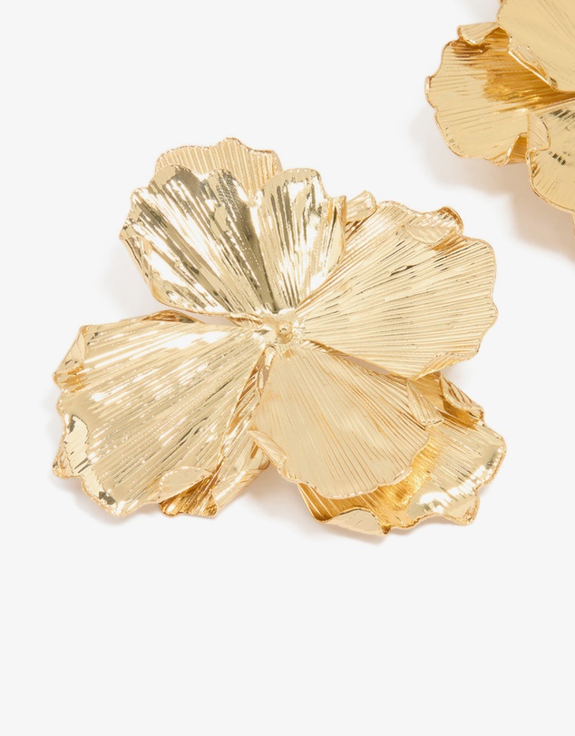 Lovisa - Gold Plated Large Organic Petal Flower Earrings