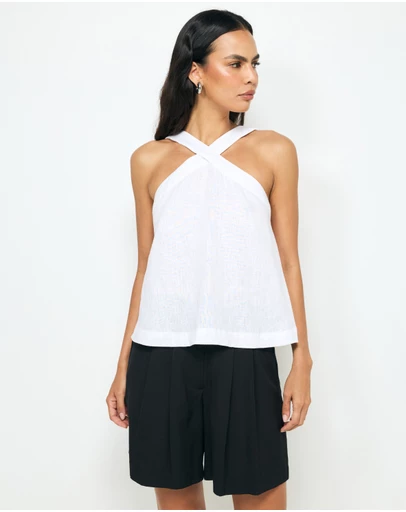 AERE - Elodie Linen Cross Front Top