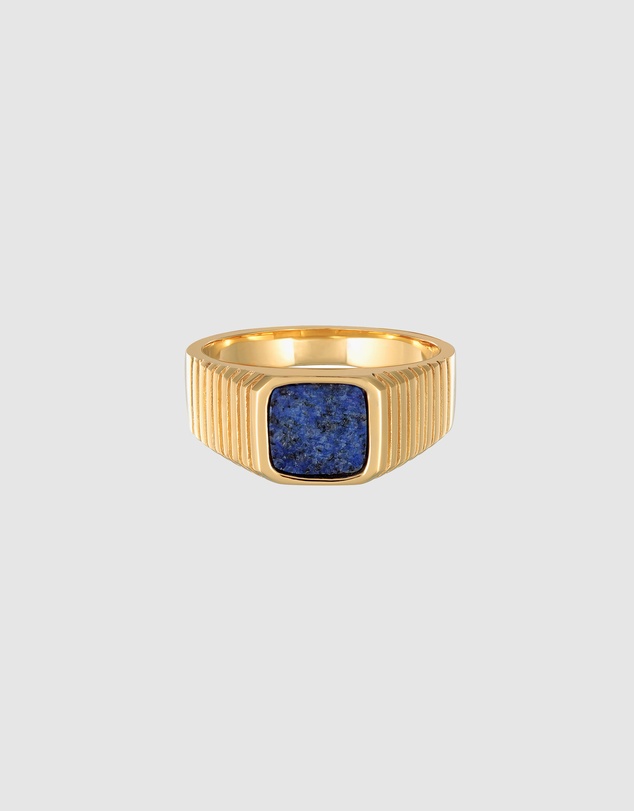 Kuzzoi - ICONIC EXCLUSIVE - Signet Ring with Sodalite in Oxidised 925 Sterling Silver