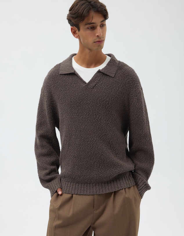 AERE - Oversized Open Collar Knit Polo