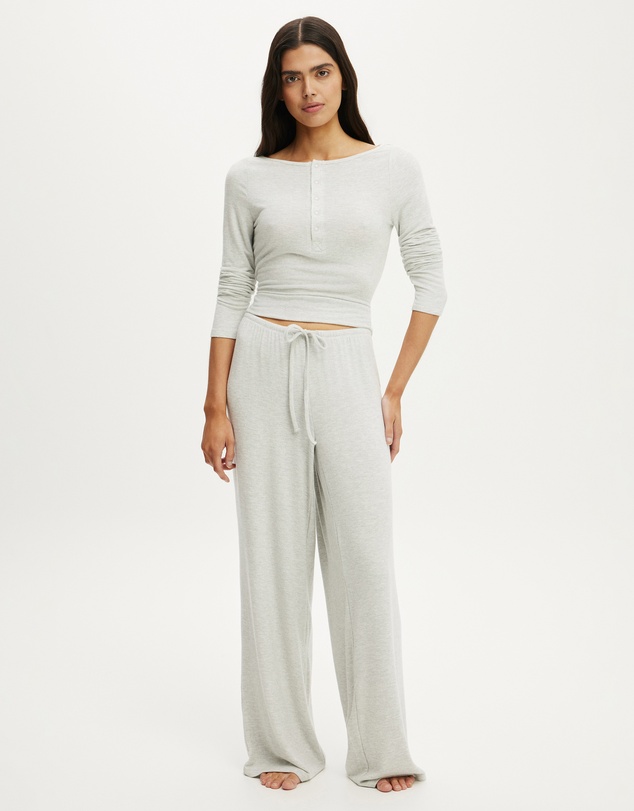 Cotton On Body - Super Soft Boat Neck Henley Long Sleeve Top