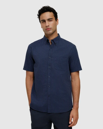 Trenery - Cotton Seersucker Short Sleeve Shirt