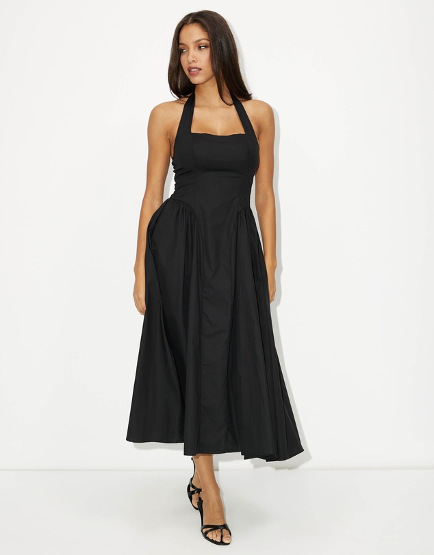 Dazie - Elsa Halter Cotton Midi Dress
