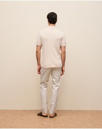 Trenery - Cotton Cable Short Sleeve Shirt in Stone