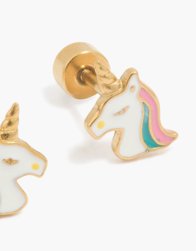 Lovisa - Kids Gold Plated Surgical Steel Unicorn Flat Back Earrings