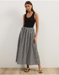 Atmos&Here - Lydia Gingham Midi Skirt