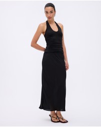Minima Esenciales - Moonlit Palms Sheer Maxi Dress with Detachable Skirt