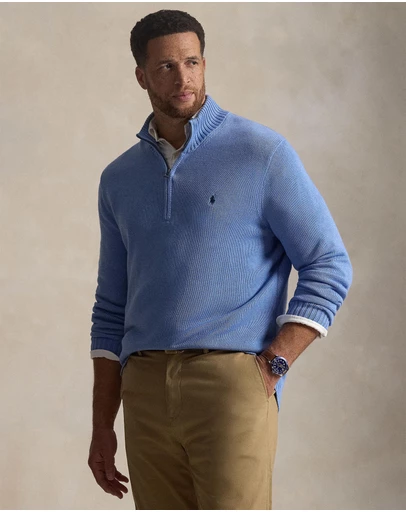 Polo Ralph Lauren - Big & Tall - Cotton Quarter-Zip Sweater - ICONIC EXCLUSIVE