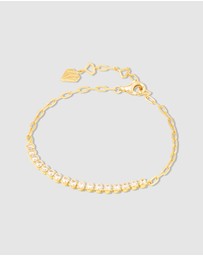 Wanderlust + Co - Pave 14K Gold Vermeil Bezel Tennis Chain Bracelet