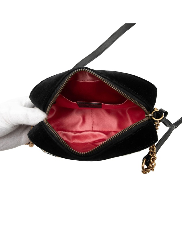 Pre-Loved by Azura Reborn - Pre-Loved Mini GG Marmont Crystal Embellished Matelasse Velvet Crossbody
