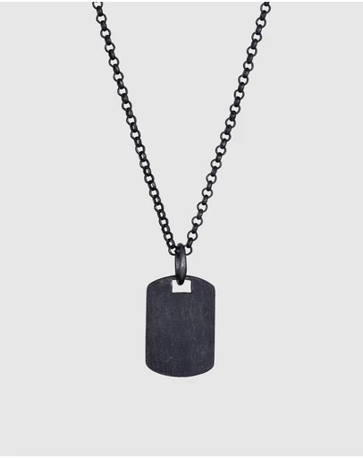 Kuzzoi - ICONIC EXCLUSIVE - Tag Pendant Necklace in Oxidised 925 Sterling Silver