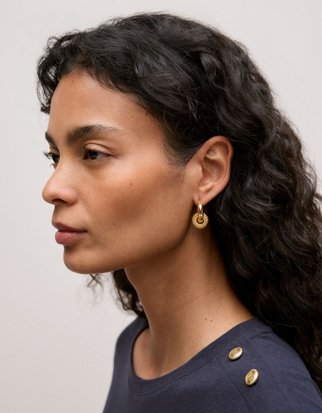 Trenery - Rava Drop Hoop Earrings in Gold