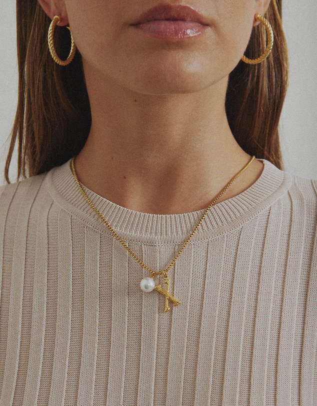 Zahar - Pearl Letter X Necklace