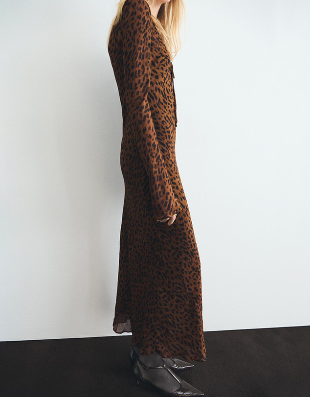 M.N.G - Long-Sleeved Leopard-Print Dress