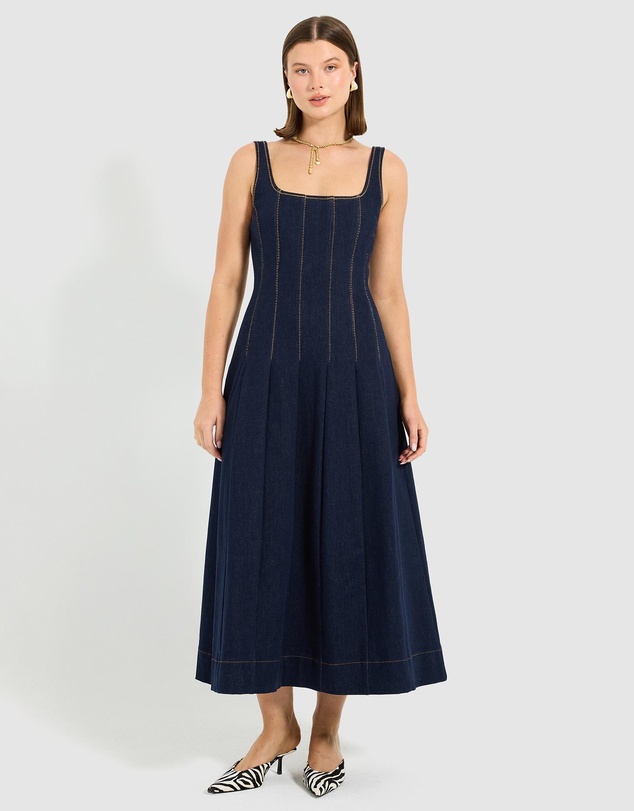 Pasduchas - Hudson Denim Panelled Midi Dress