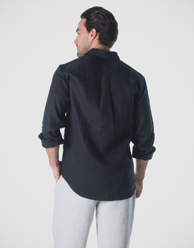 Coast Clothing - Milan Long Sleeve Linen Shirt -Black