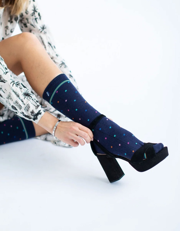 Swanky Socks - Navy Cosmic Polka Dots