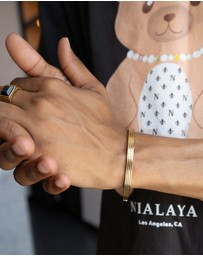 Nialaya Jewellery - Men's Gold Gentleman Bangle