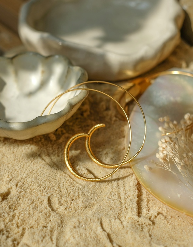 Ottoman Hands - Aegina Gold Pull Through Hoop Earrings