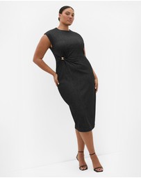 City Chic - Twist Detail Denim Midi Dress