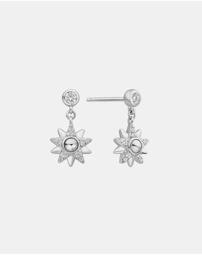 Ania Haie - Ania Haie Silver Sunburst Dangle Stud Earrings