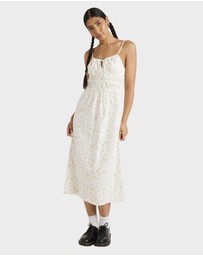RVCA - Womens Blurred Ditsy Gathered Midi Dress