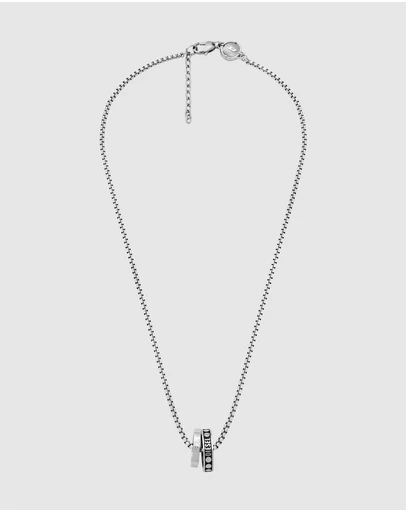 Diesel - Double Pendant Silver-Tone Necklace DX1168040
