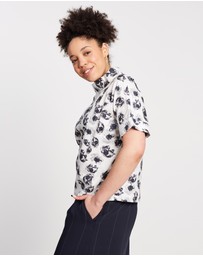 The Social Outfit - Monochrome Floral Roll Neck Top