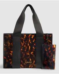 Flaunt - Flaunt Faux Tortoise Shell Everyday Tote w/ Pouch