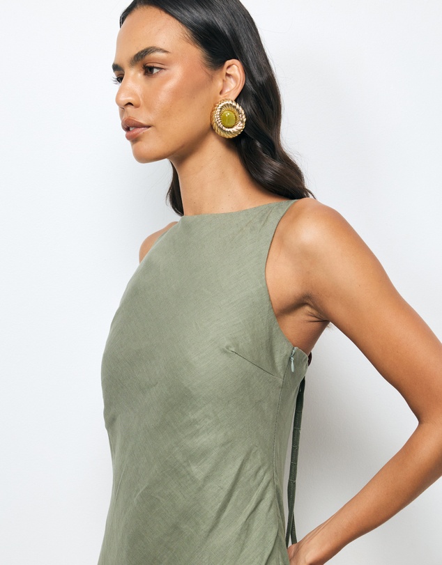 AERE - Jaida Bias Linen Slip Dress