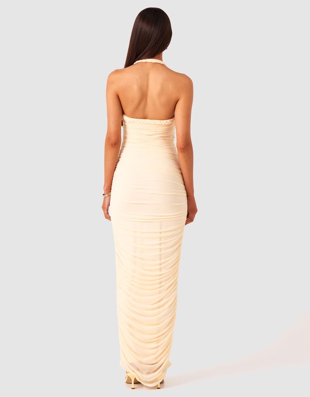 SNDYS - Gianna Ruched Halterneck Maxi Dress