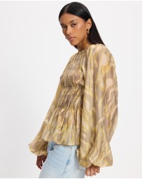& Other Stories - Balloon-Sleeve Smocked Blouse