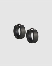 Kuzzoi - ICONIC EXCLUSIVE - Earrings Black Hoops 925 Sterling Silver