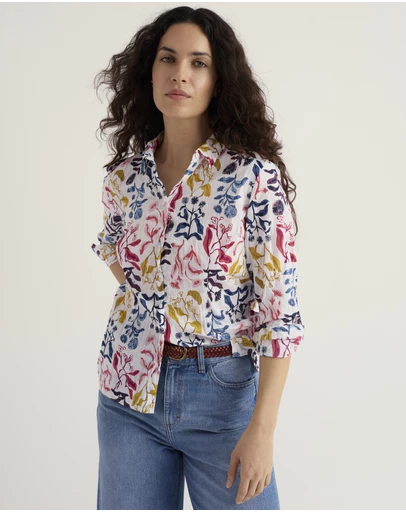 Seasalt - Seasalt Cornwall Multi Larissa Shirt in Crinkled Organic Cotton