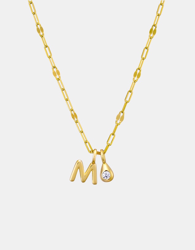 Zoe Olivia - 14K Gold Vermeil Imprint Initial M Cubic Zirconia Necklace